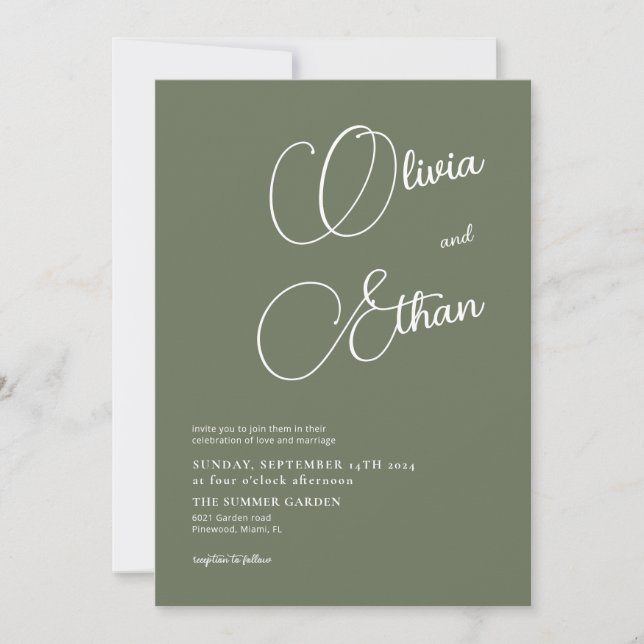 Sage Green Minimalist Wedding Invitation  (Front)