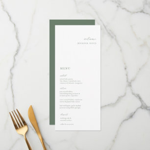Sage Green Minimalist Wedding Place Card Menu