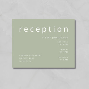 Sage Green Minimalist Wedding Reception Enclosure Card
