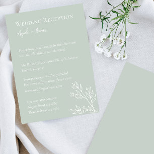 Sage Green, Minimalist Wedding Reception Invitation