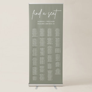Sage Green Minimalist Wedding Seating Chart Retractable Banner