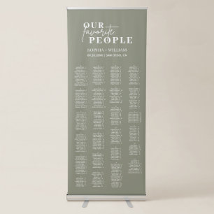 Sage Green Minimalist Wedding Seating Chart  Retractable Banner
