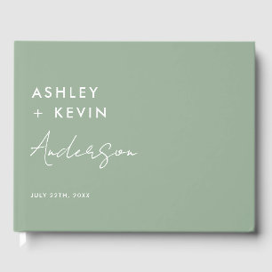 Sage Green Minimalist Wedding Sign in Guest Book