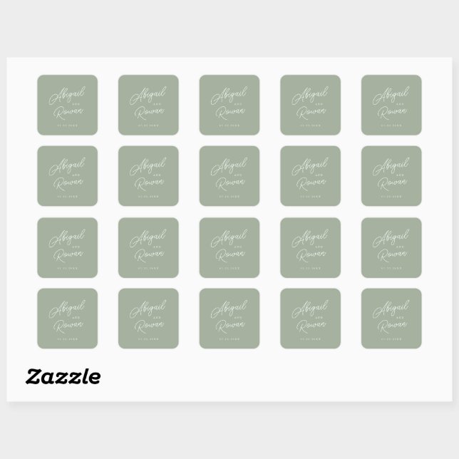 Sage Green Minimalist Wedding Sticker (Sheet)