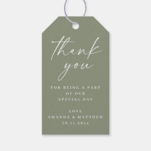 Sage Green Minimalist Wedding Thank You Elegant Gift Tags