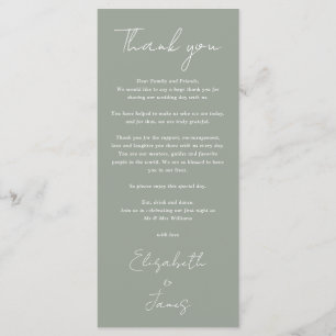 Sage Green Minimalist Wedding Thank You Place Card