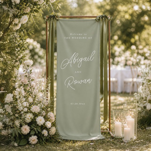 Sage Green Minimalist Wedding Welcome Banner (Creator Uploaded)