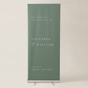 Sage Green Minimalist Wedding Welcome Retractable Banner