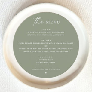 Sage Green Minimalist Wedding Woodland Round Menu