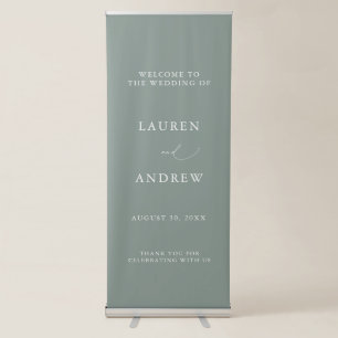 Sage Green Minimalist Welcome to Our Wedding Retractable Banner