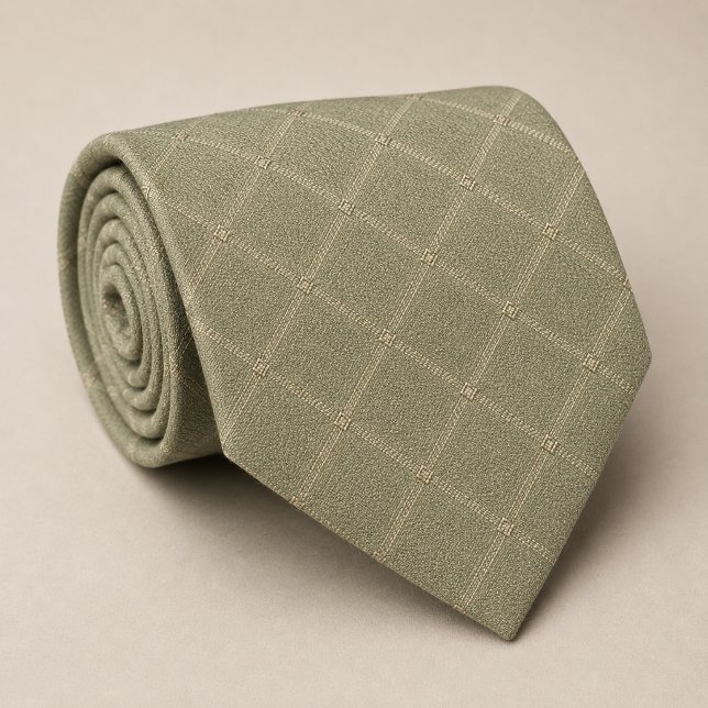 Sage Green Minimalist Windowpane Tie (Creator Uploaded)