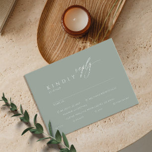 Sage Green Minimalistic Calligraphy Wedding RSVP  Enclosure Card