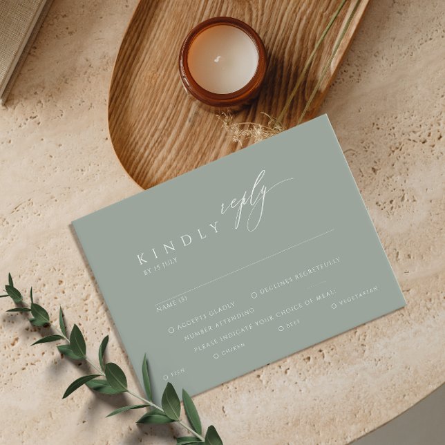 Sage Green Minimalistic Calligraphy Wedding RSVP  Enclosure Card (Creator Uploaded)