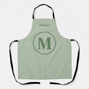 Sage Green minimalistic monogram name personalised Apron