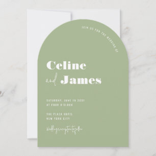 Sage Green Modern Big Names Wedding Arch Invitation