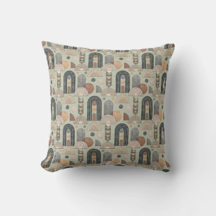 Sage Green Modern Boho Arches Throw Pillow