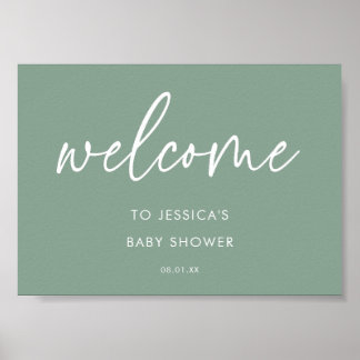 Sage Green Modern Boho Baby Shower Welcome Sign