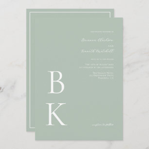 Sage Green Modern Bold Monogram Typography Wedding Invitation