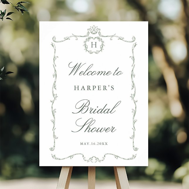 Sage Green Modern Classic French Bridal Shower Poster (Creator Uploaded)