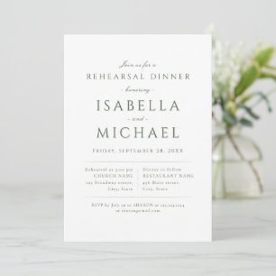 Sage Green Modern Classy Luxe Rehearsal Dinner Invitation