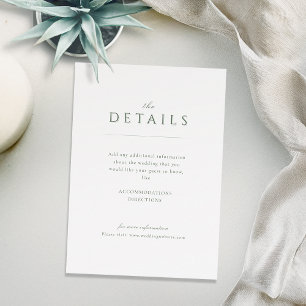 Sage Green Modern Classy Luxe Wedding Details Enclosure Card