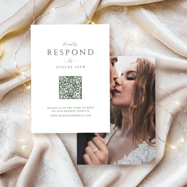 Sage Green Modern Classy Luxury QR code Wedding RSVP Card (Sage Green Modern Classy Luxury QR code Wedding RSVP Card)