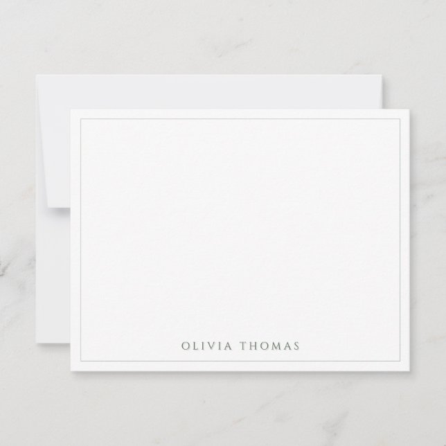 Sage Green Modern Classy personalised Stationery Card (Front)
