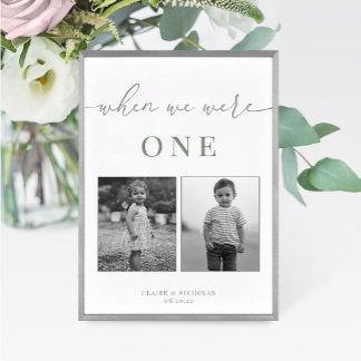 Sage Green Modern Elegant Wedding Age Table Number