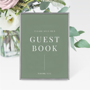 Sage Green Modern Elegant Wedding Guestbook Sign