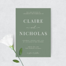 Sage Green Modern Elegant Wedding Invitation