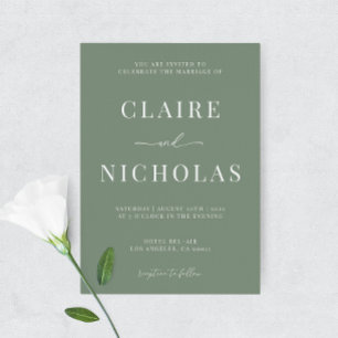 Sage Green Modern Elegant Wedding Invitation