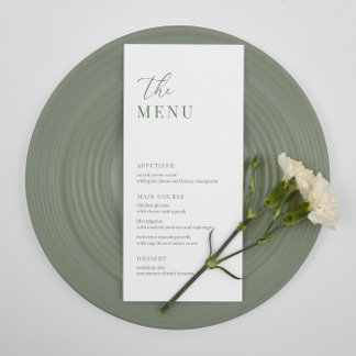 Sage Green Modern Elegant Wedding Reception Menu