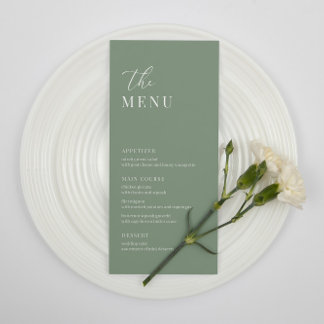 Sage Green Modern Elegant Wedding Reception Menu