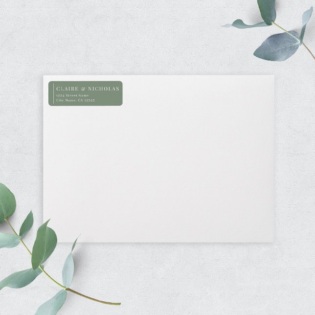 Sage Green Modern Elegant Wedding Return Address (Creator Uploaded)