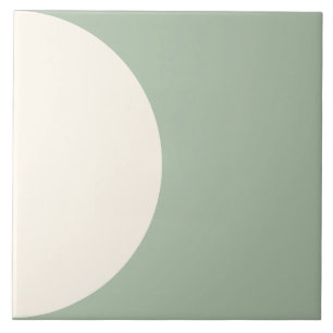 Sage Green Modern Geometric Semi circle Tile