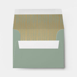 Sage Green Modern Gold Striped RSVP Envelope
