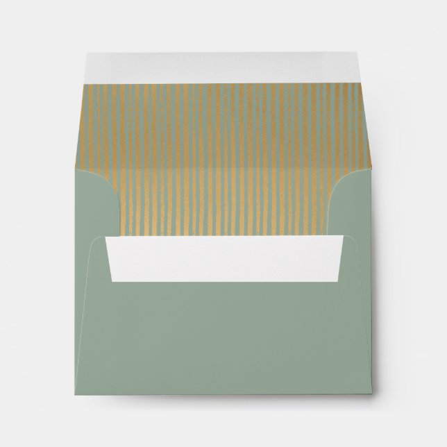 Sage Green Modern Gold Striped RSVP Envelope (Back (Bottom))