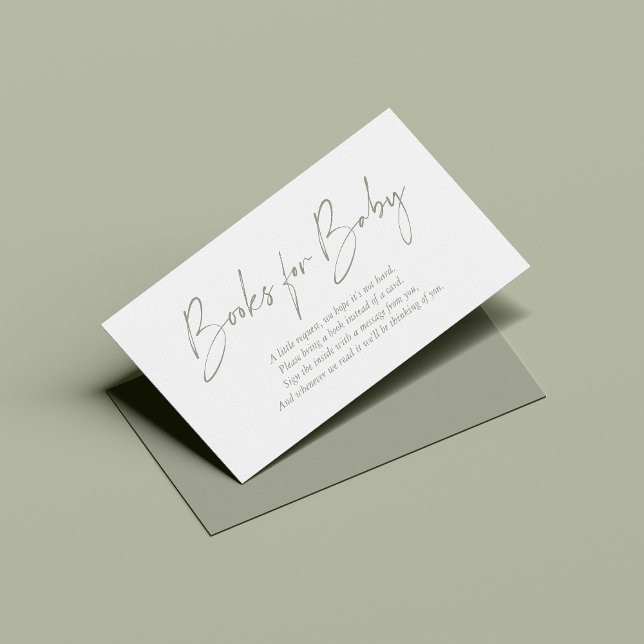 Sage Green Modern Handwritten Books for Baby Enclosure Card (Creator Uploaded)