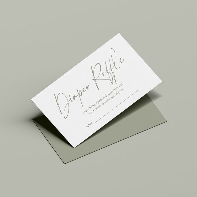 Sage Green Modern Handwritten Diaper Raffle Enclosure Card (Creator Uploaded)