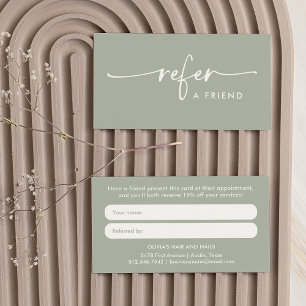 Sage Green Modern Handwritten Script Referral Card