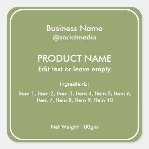 Sage Green Modern Ingredients Product Label