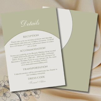 Sage Green Modern Japandi Wedding Details  Enclosure Card