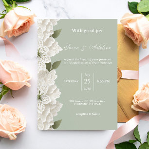 Sage Green Modern Luxury Floral Wedding Invitation