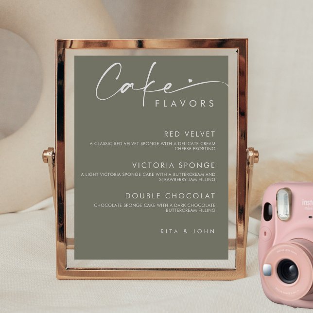 Sage Green Modern Menu Cake Wedding Cake Sign (Creator Uploaded)