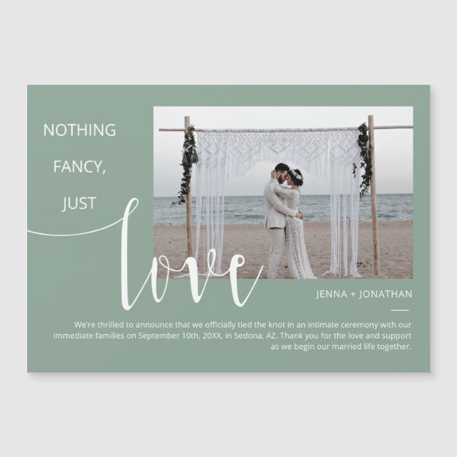 Sage Green Modern Minimal Script Photo Magnet (Front)