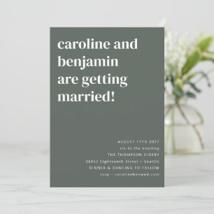 Sage Green Modern Minimalist All in One Wedding Invitation