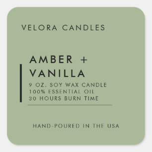 Sage Green Modern Minimalist Candle Label Sticker