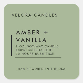 Sage Green Modern Minimalist Candle Label Sticker