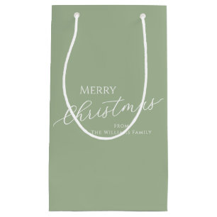 Sage Green Modern Minimalist Merry Christmas Small Gift Bag