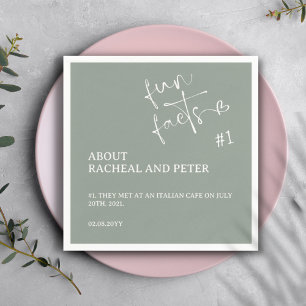 Sage Green Modern Minimalist Script Fun Facts Napkin